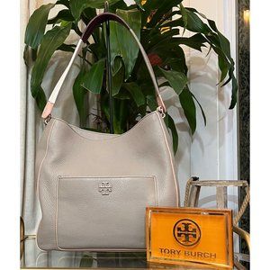 ♦️♦️ AUTHENTIC TORY BURCH GREY BERKLEY HOBO HANDBAG ♦️♦️